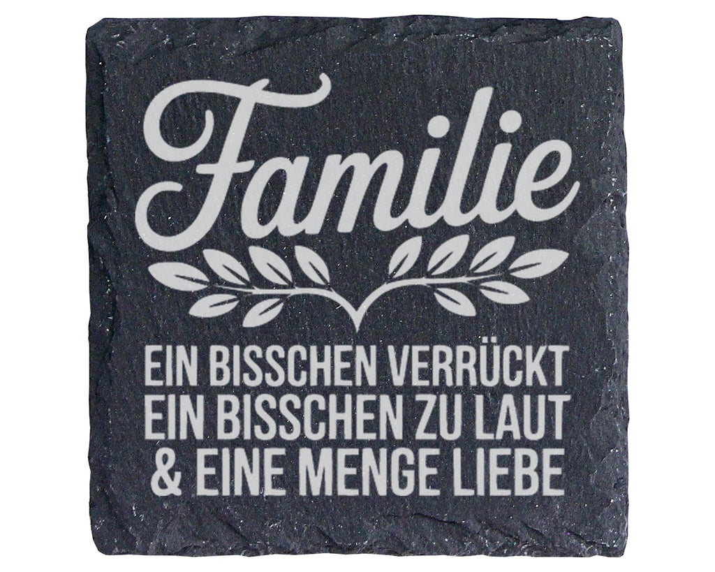 Schiefer Untersetzer Familie Verrückt Laut Liebe Spruch - Geschenk für – Bild 1