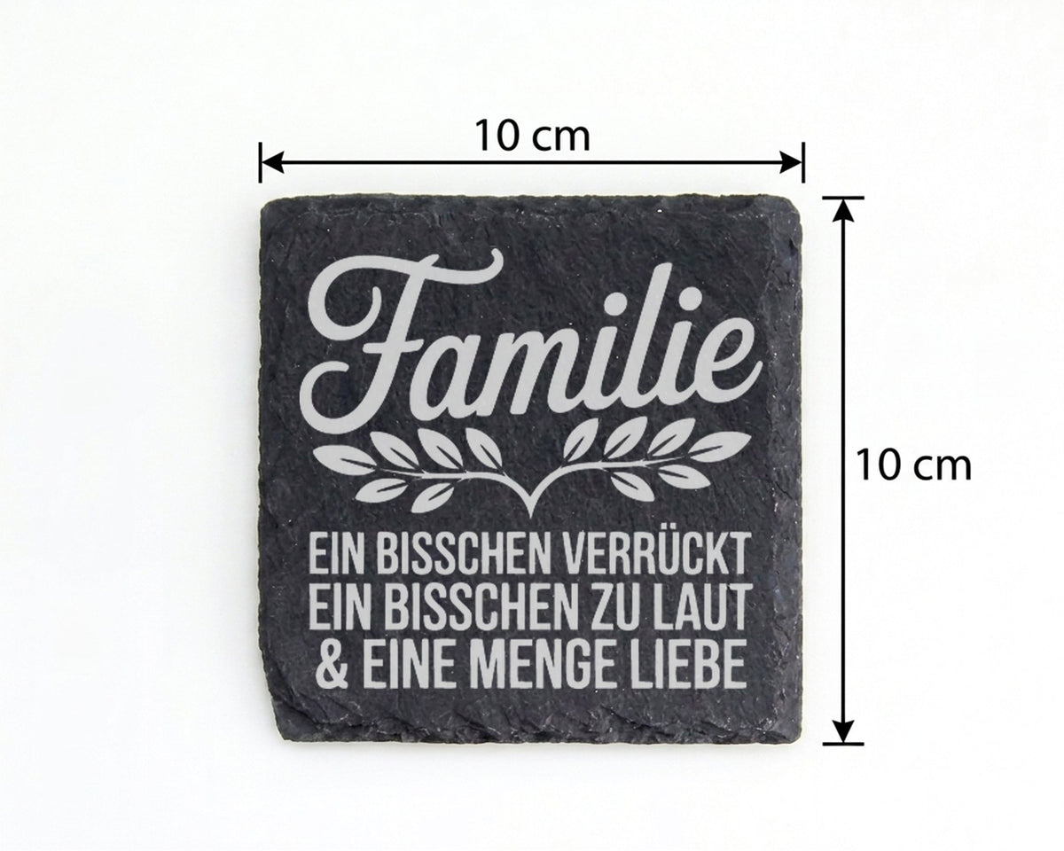 Schiefer Untersetzer Familie Verrückt Laut Liebe Spruch - Geschenk für – Bild 4