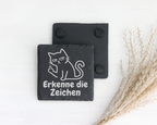 Schiefertafel Untersetzer Katze Mittelfinger Erkenne die Zeichen, sark – Bild 2
