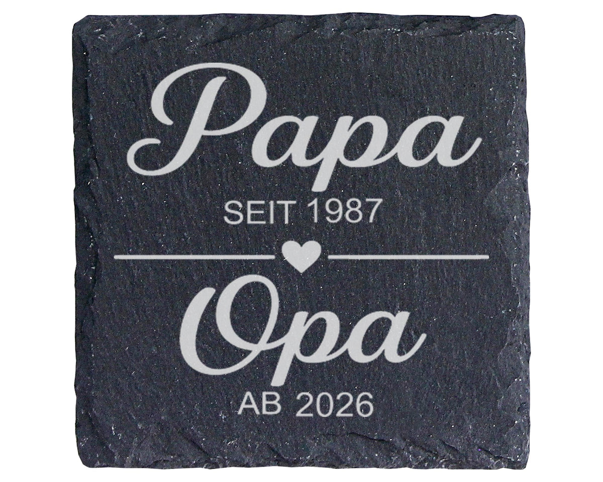 Schiefer Untersetzer Papa Seit Opa Ab Personalisiert mit Wunschjahr -  – Bild 1