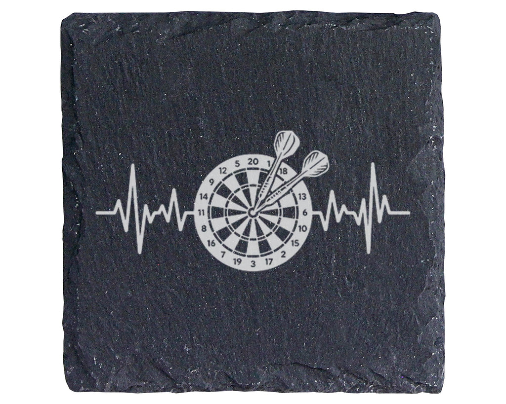 Schiefer Untersetzer Dart Herzschlag Motiv - Geschenk Für Dartspieler  – Bild 1