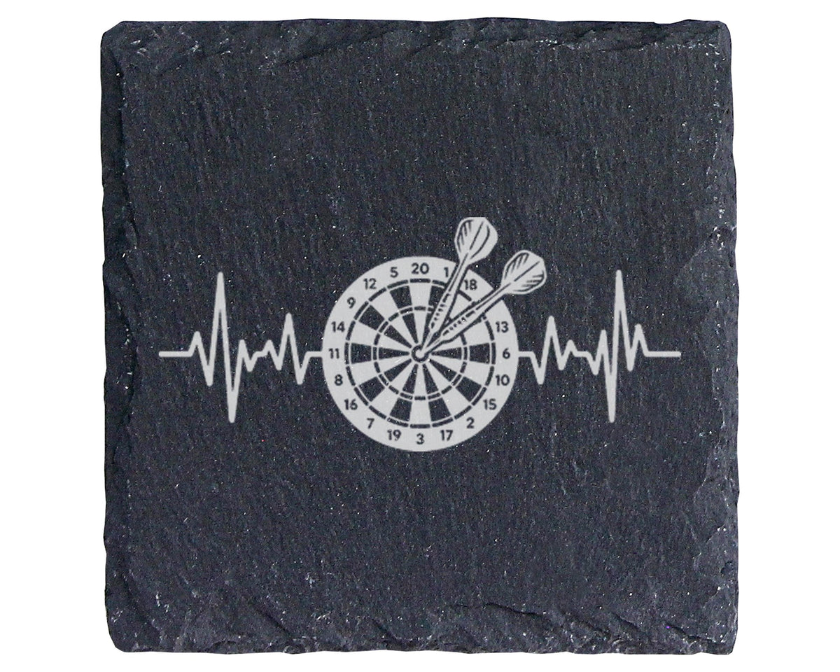 Schiefer Untersetzer Dart Herzschlag Motiv - Geschenk Für Dartspieler  – Bild 1