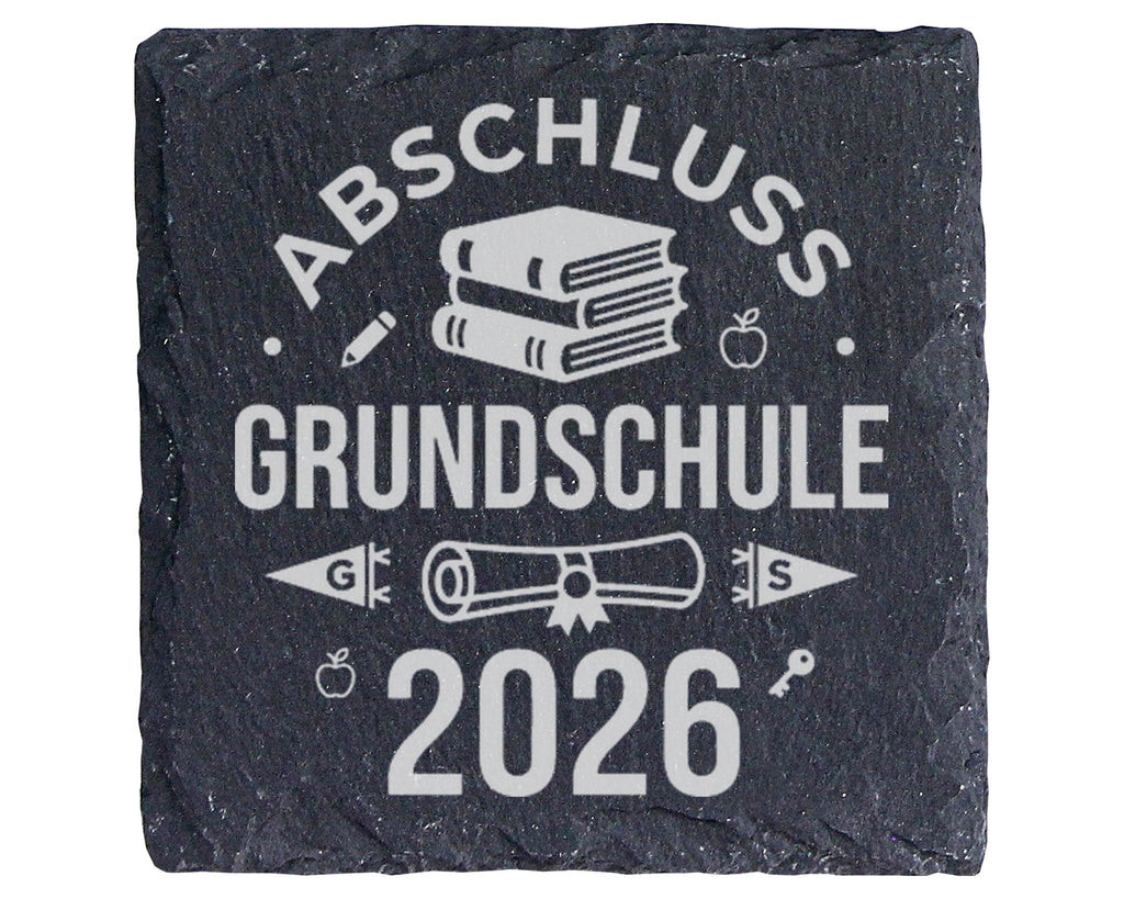 Schiefer Untersetzer Abschluss Grundschule 2026 - Geschenk für Viertkl – Bild 1
