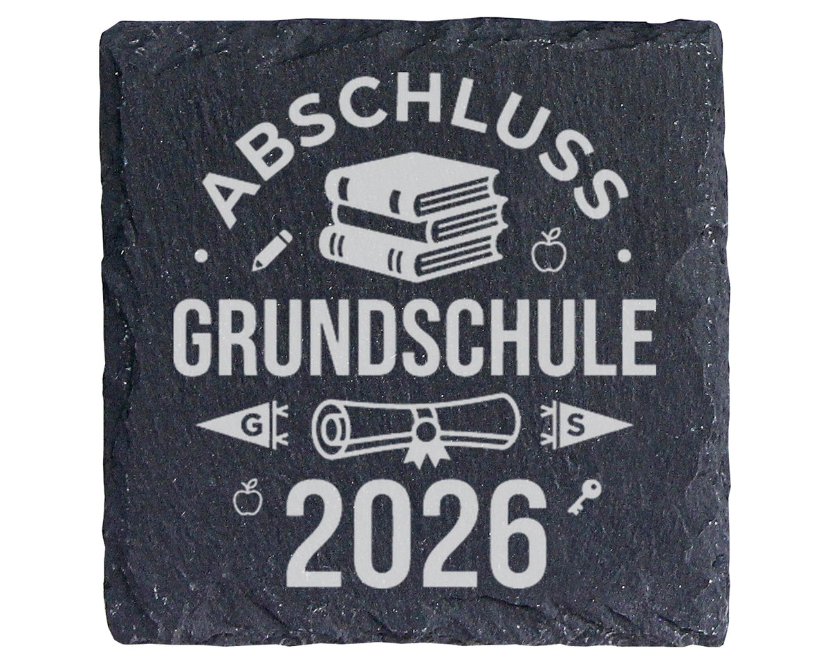 Schiefer Untersetzer Abschluss Grundschule 2026 - Geschenk für Viertkl – Bild 1