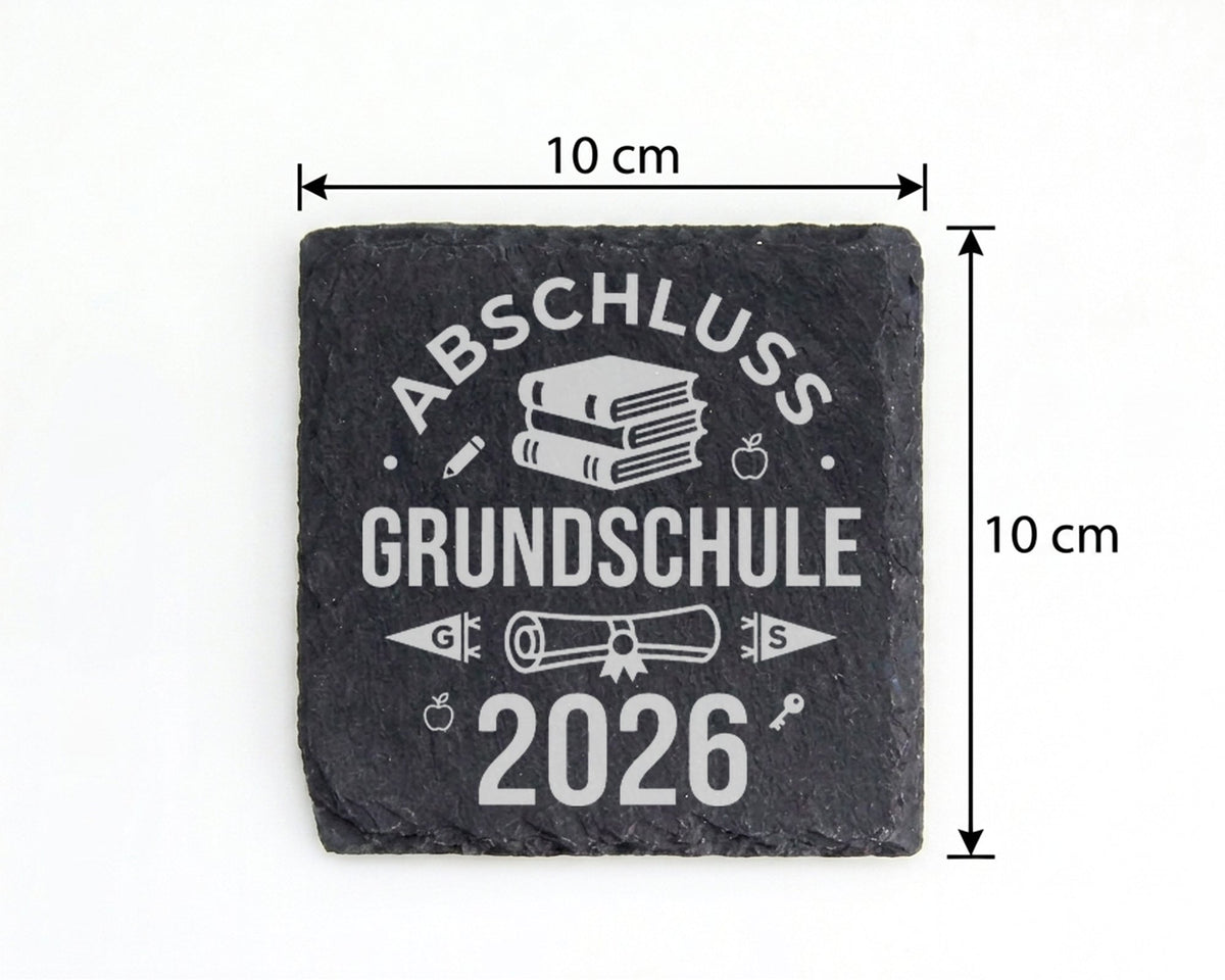 Schiefer Untersetzer Abschluss Grundschule 2026 - Geschenk für Viertkl – Bild 4