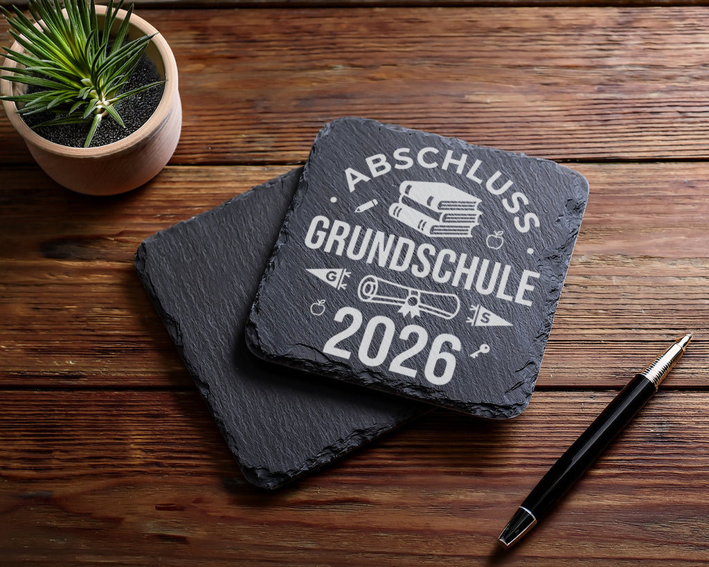 Schiefer Untersetzer Abschluss Grundschule 2026 - Geschenk für Viertkl – Bild 5