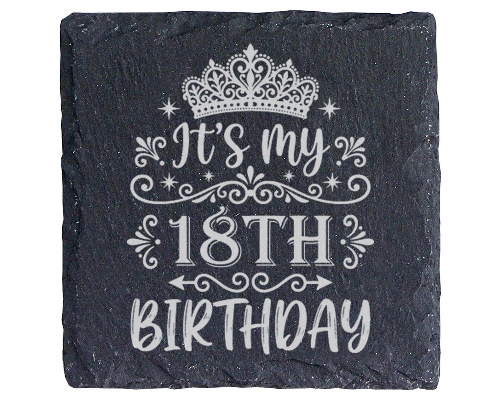 Schiefer Untersetzer It's My 18th Birthday Krone - Geschenk für Mädche – Bild 1