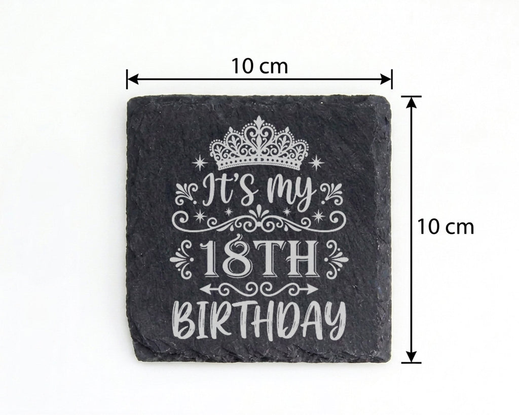 Schiefer Untersetzer It's My 18th Birthday Krone - Geschenk für Mädche – Bild 4