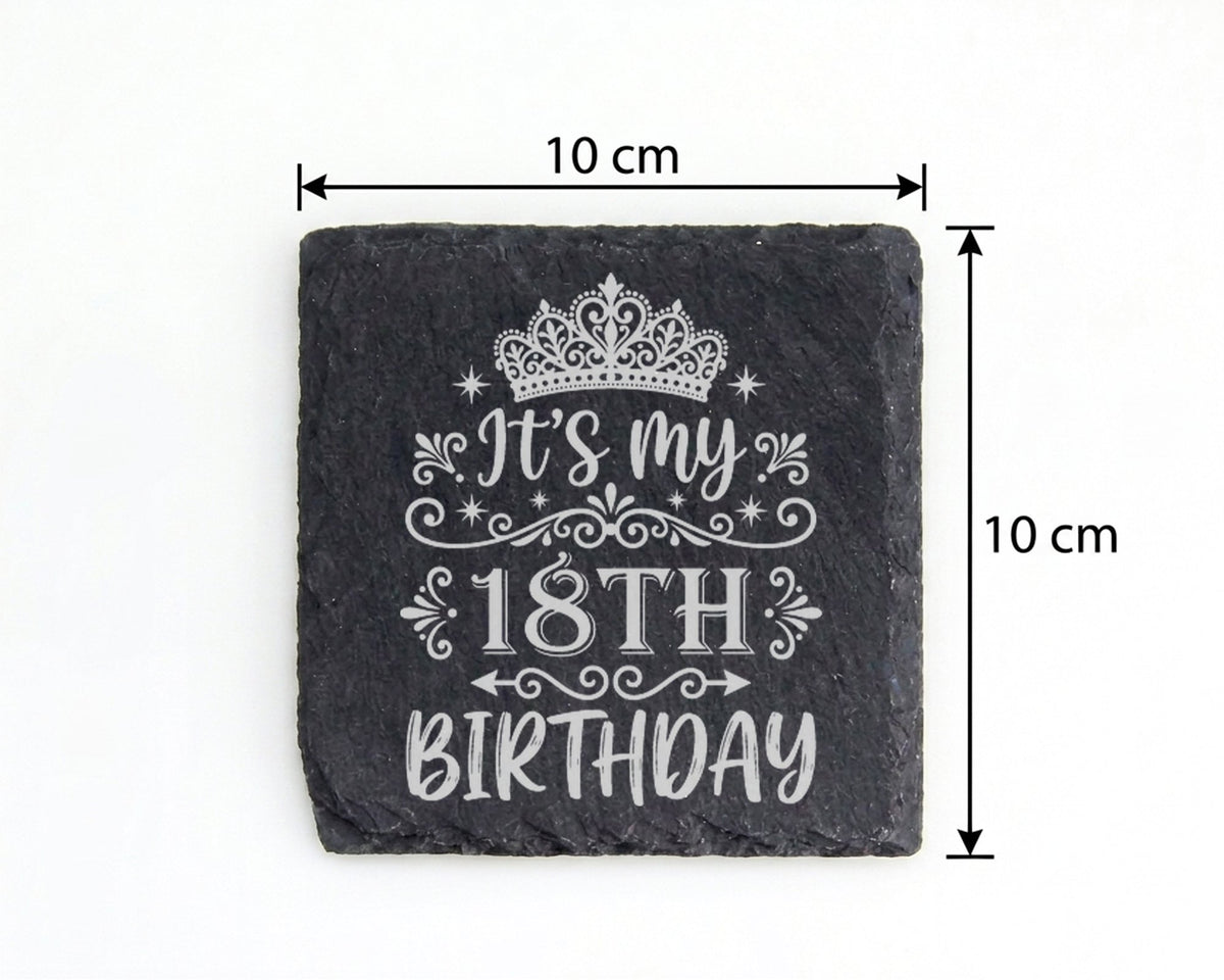 Schiefer Untersetzer It's My 18th Birthday Krone - Geschenk für Mädche – Bild 4