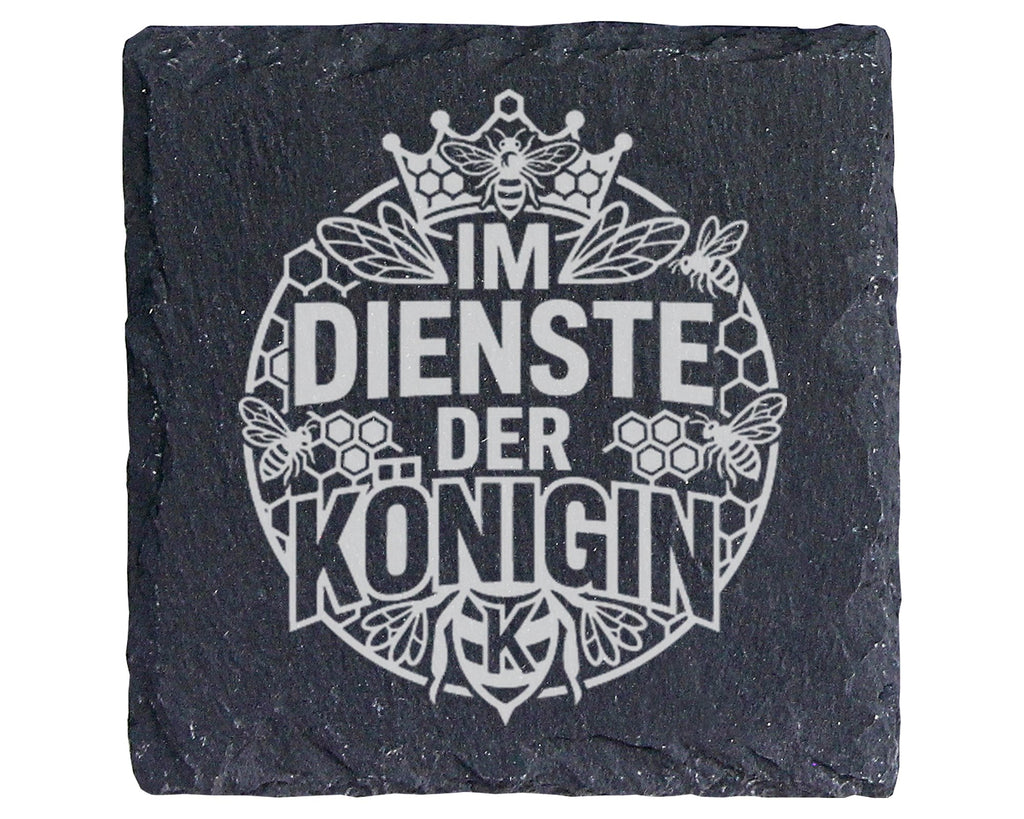 Schiefer Untersetzer Im Dienste Der Königin - Geschenk Für Imker Biene – Bild 1
