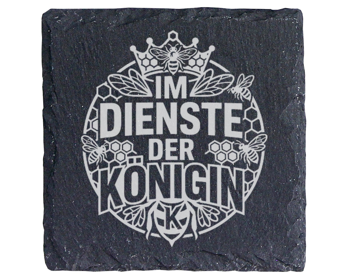 Schiefer Untersetzer Im Dienste Der Königin - Geschenk Für Imker Biene – Bild 1