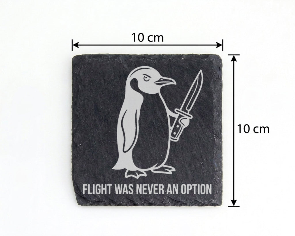 Schiefer Untersetzer Pinguin mit Messer Flight Was Never An Option - L – Bild 4