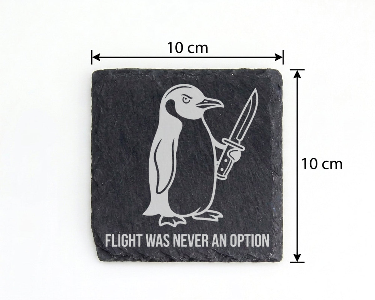 Schiefer Untersetzer Pinguin mit Messer Flight Was Never An Option - L – Bild 4