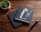 Schiefer Untersetzer Pinguin mit Messer Flight Was Never An Option - L – Bild 5