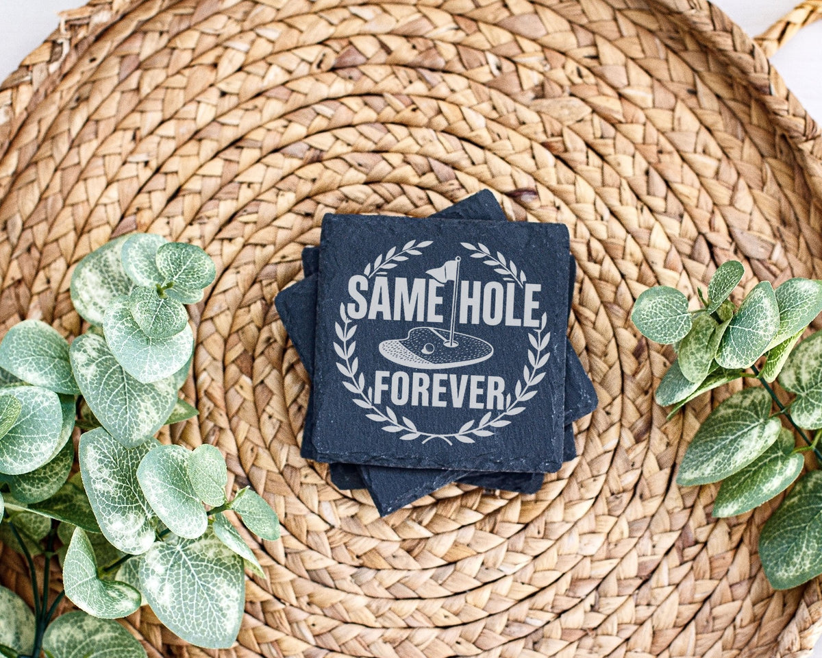 Schiefer Untersetzer Golf Same Hole Forever - Witziges Geschenk für Go – Bild 3