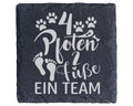 Schiefer Untersetzer 4 Pfoten 2 Füße Ein Team - Geschenk für Hundebesi – Bild 1