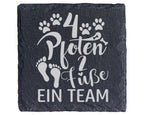 Schiefer Untersetzer 4 Pfoten 2 Füße Ein Team - Geschenk für Hundebesi – Bild 1