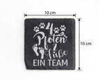 Schiefer Untersetzer 4 Pfoten 2 Füße Ein Team - Geschenk für Hundebesi – Bild 4