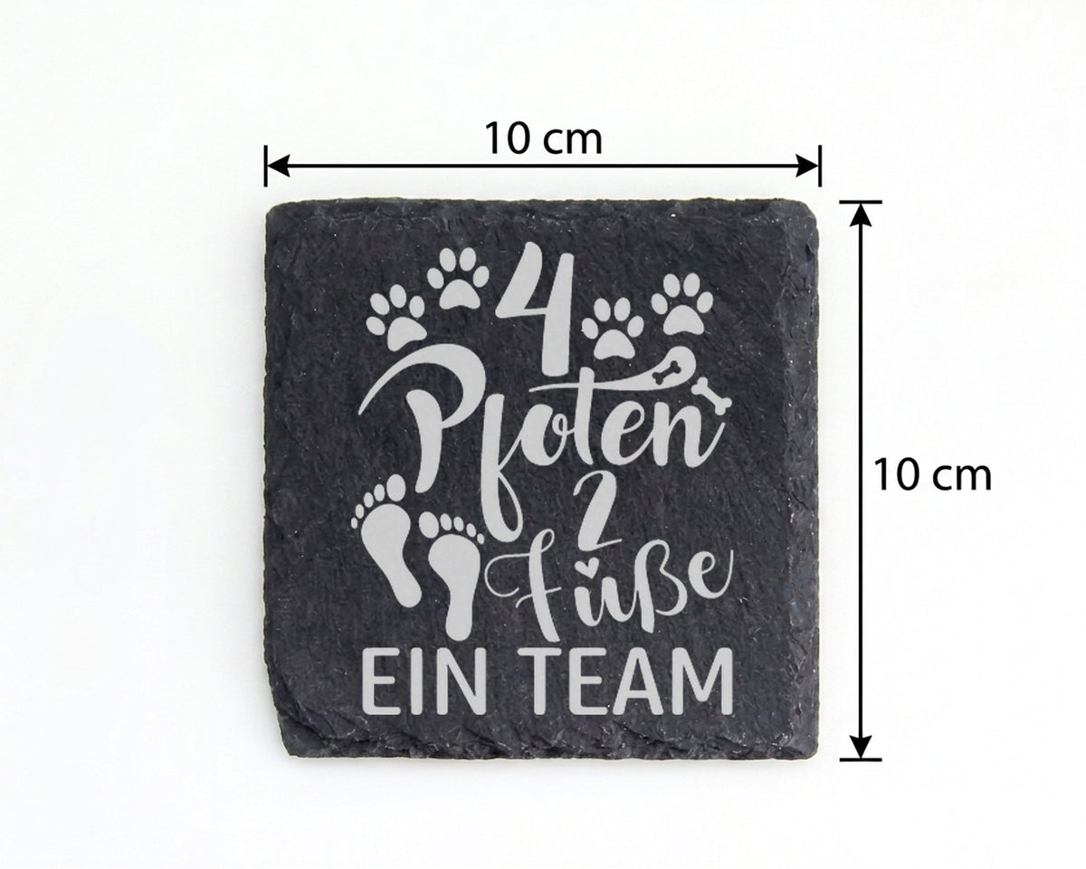 Schiefer Untersetzer 4 Pfoten 2 Füße Ein Team - Geschenk für Hundebesi – Bild 4