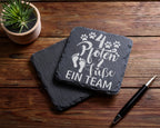 Schiefer Untersetzer 4 Pfoten 2 Füße Ein Team - Geschenk für Hundebesi – Bild 5