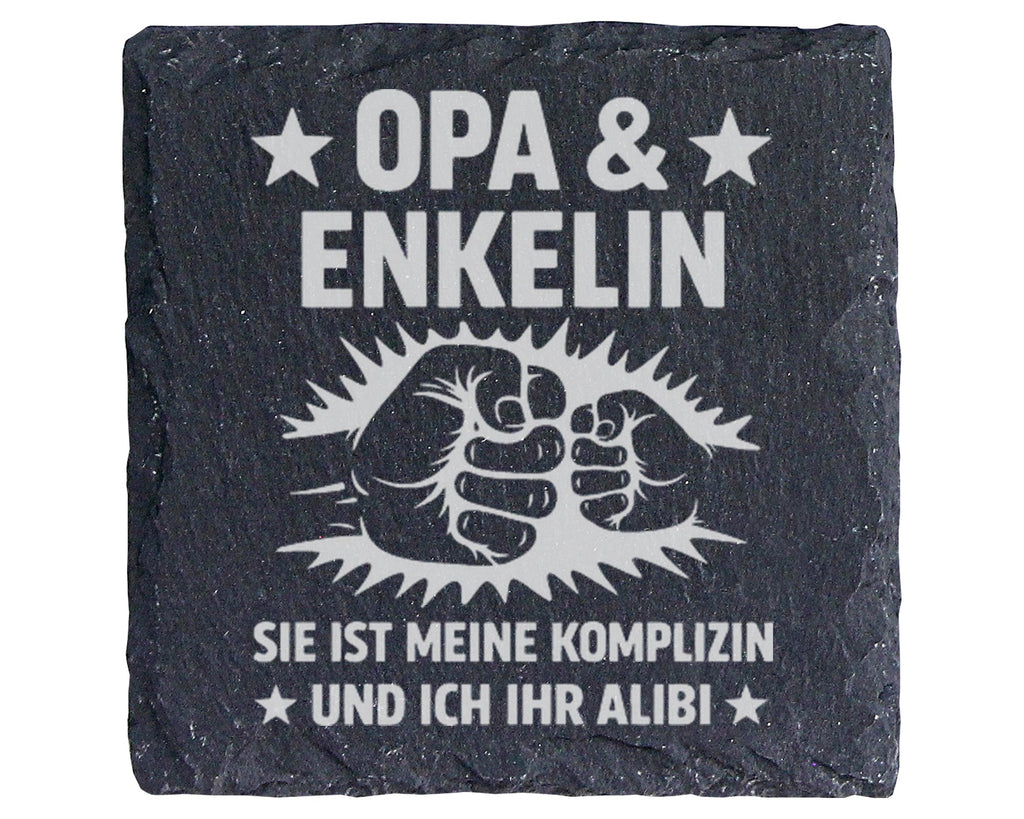 Untersetzer Opa Enkelin Komplizin Alibi Faustgruß - Lustiges Geschenk  – Bild 1