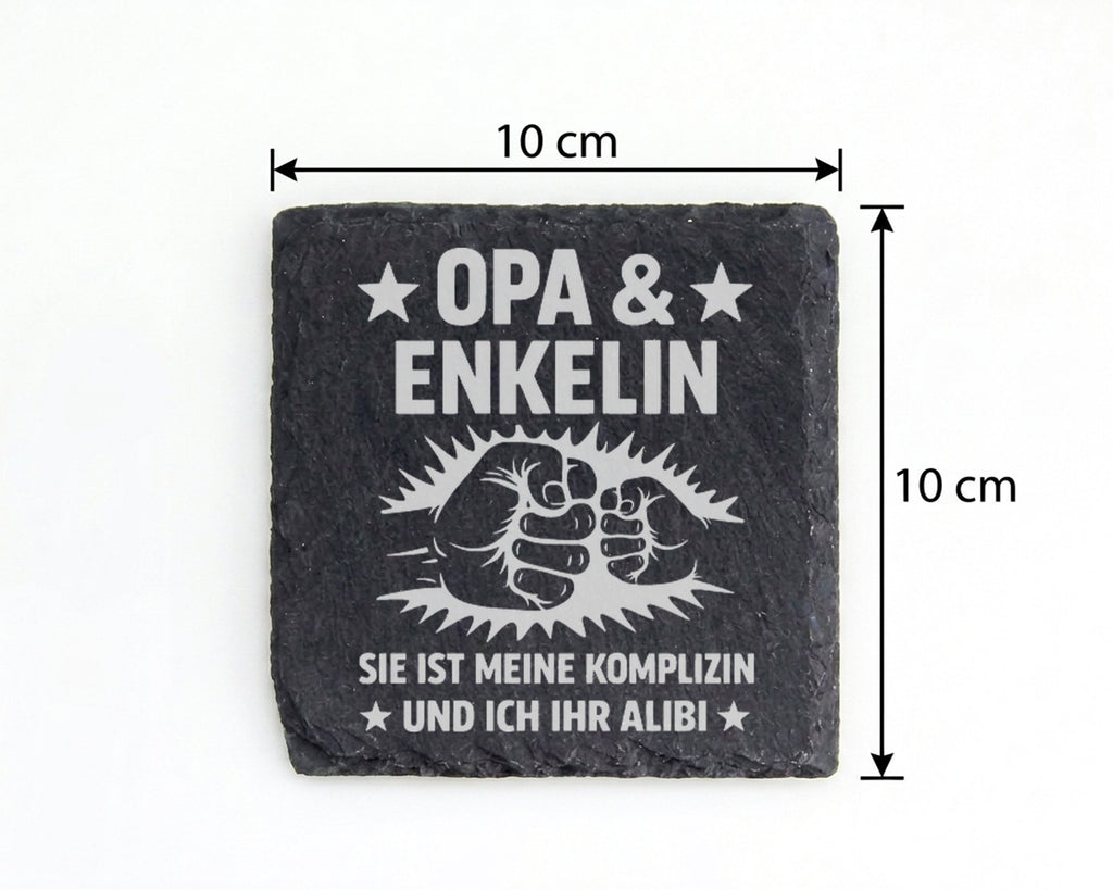 Untersetzer Opa Enkelin Komplizin Alibi Faustgruß - Lustiges Geschenk  – Bild 4