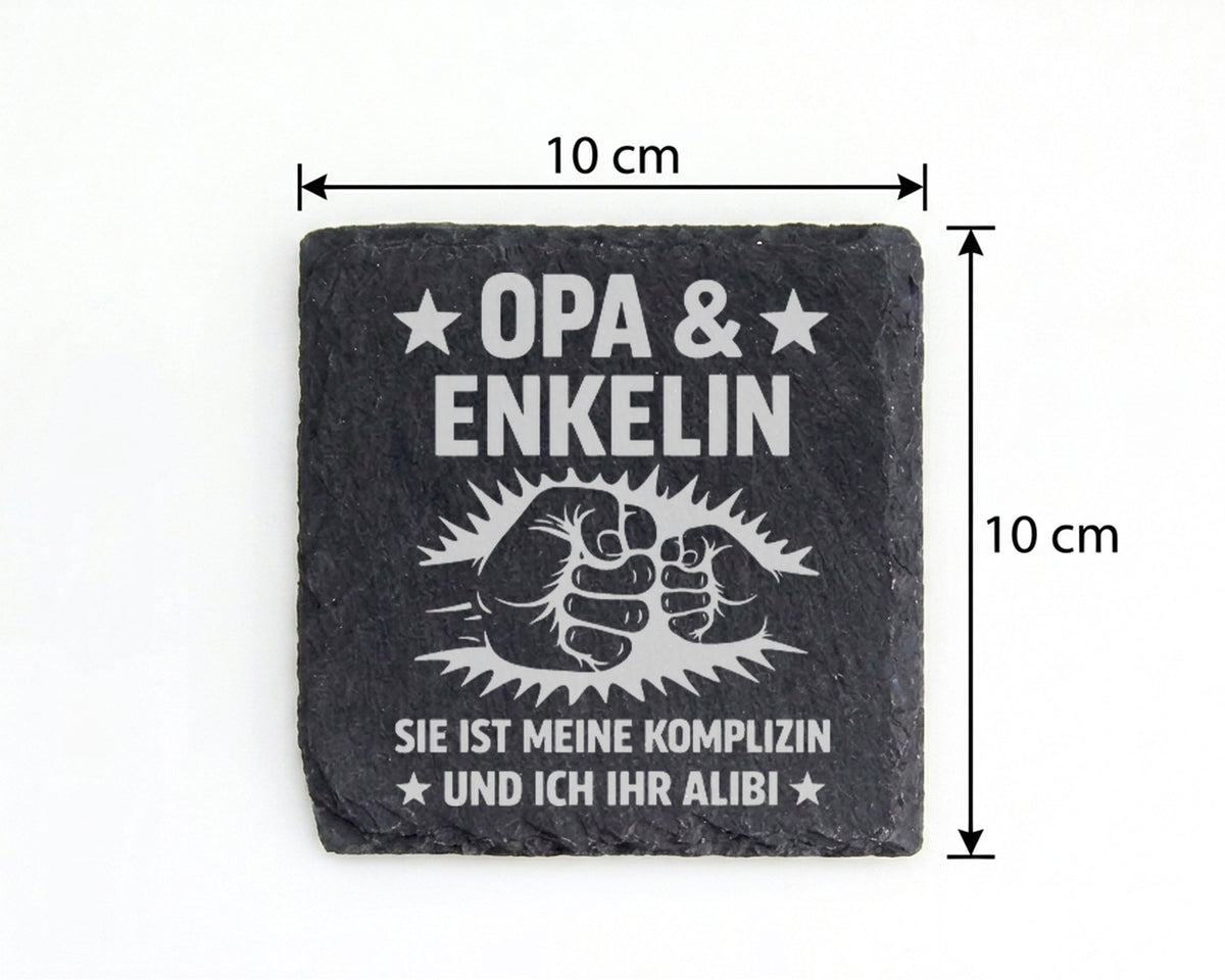 Untersetzer Opa Enkelin Komplizin Alibi Faustgruß - Lustiges Geschenk  – Bild 4