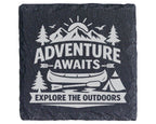 Schiefer Untersetzer Adventure Awaits Explore Outdoors - Geschenk für  – Bild 1
