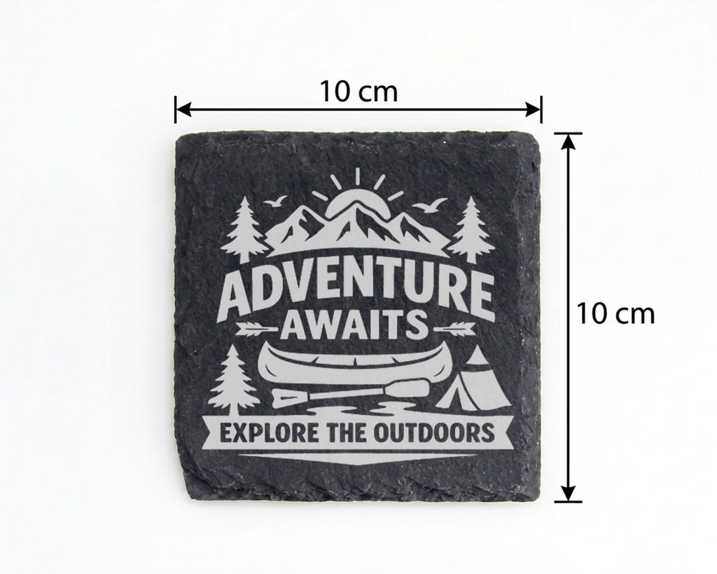 Schiefer Untersetzer Adventure Awaits Explore Outdoors - Geschenk für  – Bild 4
