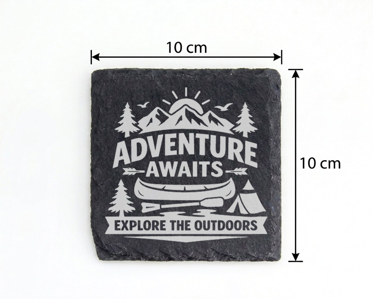 Schiefer Untersetzer Adventure Awaits Explore Outdoors - Geschenk für  – Bild 4