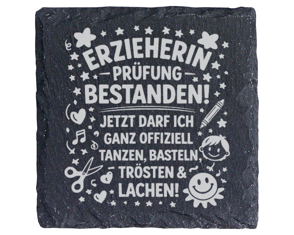 Schiefer Untersetzer Erzieherin Prüfung Bestanden - Lustiger Spruch Ge – Bild 1