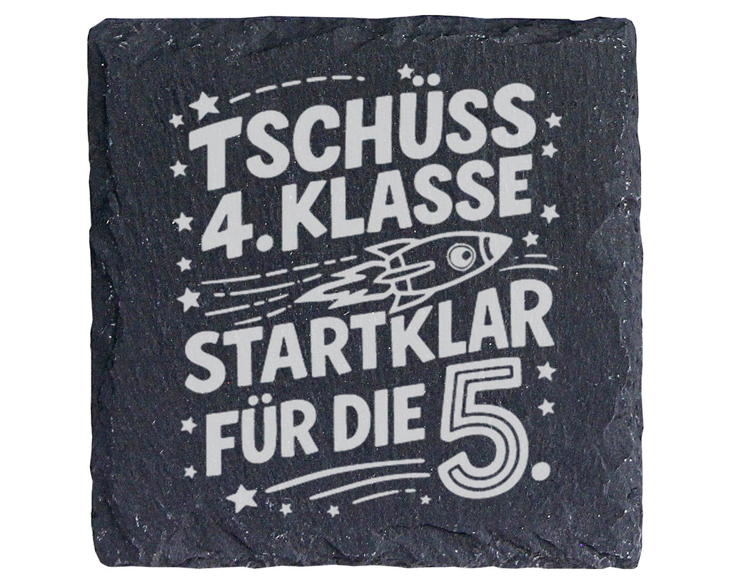 Schiefer Untersetzer Rakete Schulwechsel 5. Klasse - Geschenk für Grun – Bild 1