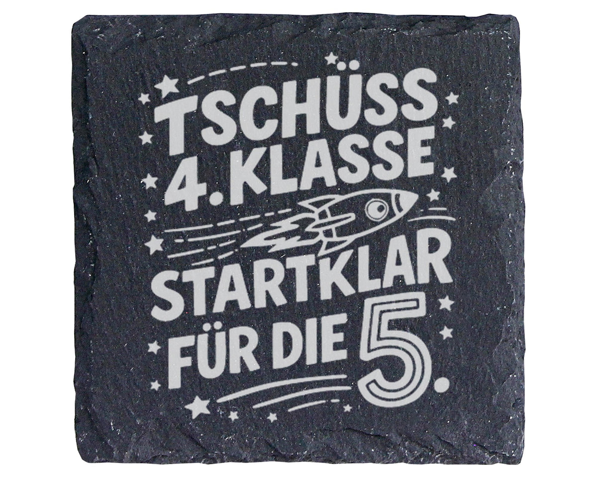 Schiefer Untersetzer Rakete Schulwechsel 5. Klasse - Geschenk für Grun – Bild 1