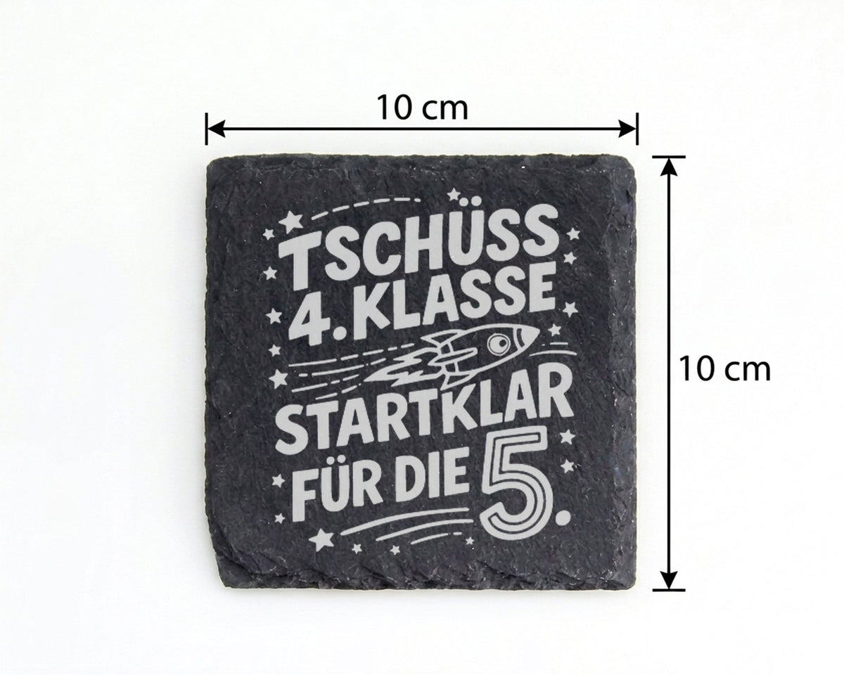 Schiefer Untersetzer Rakete Schulwechsel 5. Klasse - Geschenk für Grun – Bild 4