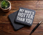 Schiefer Untersetzer My Wife's Hotter Than You - Lustiges Geschenk für – Bild 5