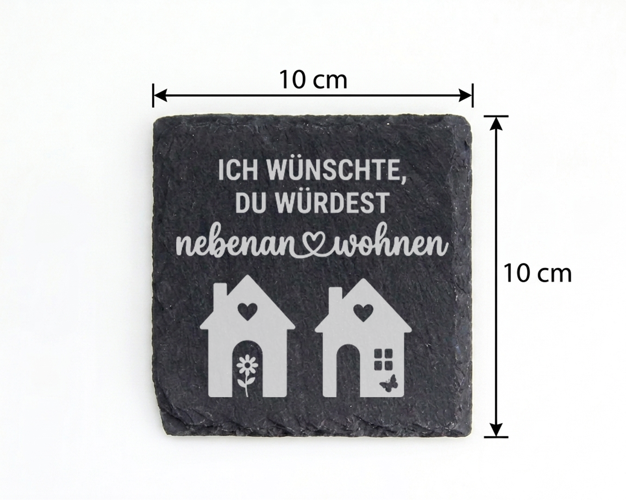 Schiefertafel Untersetzer Ich wünschte du würdest nebenan wohnen, Gesc – Bild 4