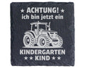 Schiefer Untersetzer Traktor Achtung Kindergarten Kind - Geschenk für  – Bild 1