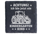 Schiefer Untersetzer Traktor Achtung Kindergarten Kind - Geschenk für  – Bild 1
