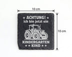 Schiefer Untersetzer Traktor Achtung Kindergarten Kind - Geschenk für  – Bild 4