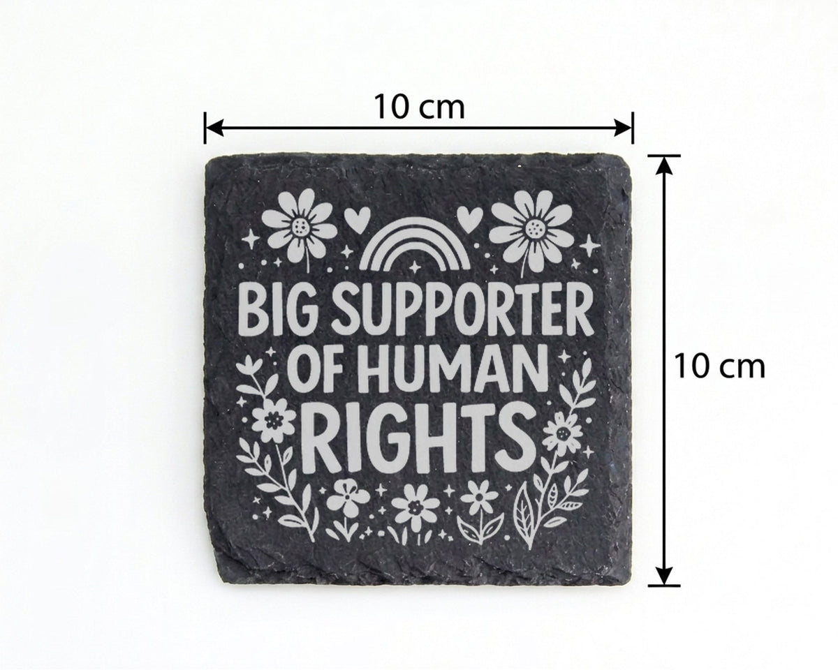 Schiefer Untersetzer Big Supporter Of Human Rights - Geschenk Für Akti – Bild 4
