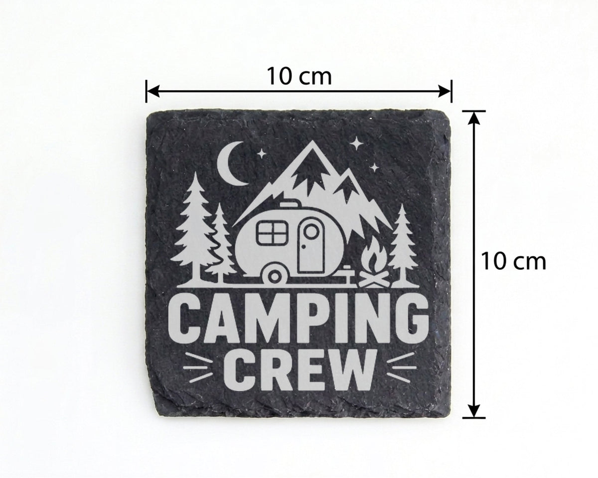 Schiefer Untersetzer Camping Crew Wohnwagen Berge - Geschenk für Campe – Bild 4