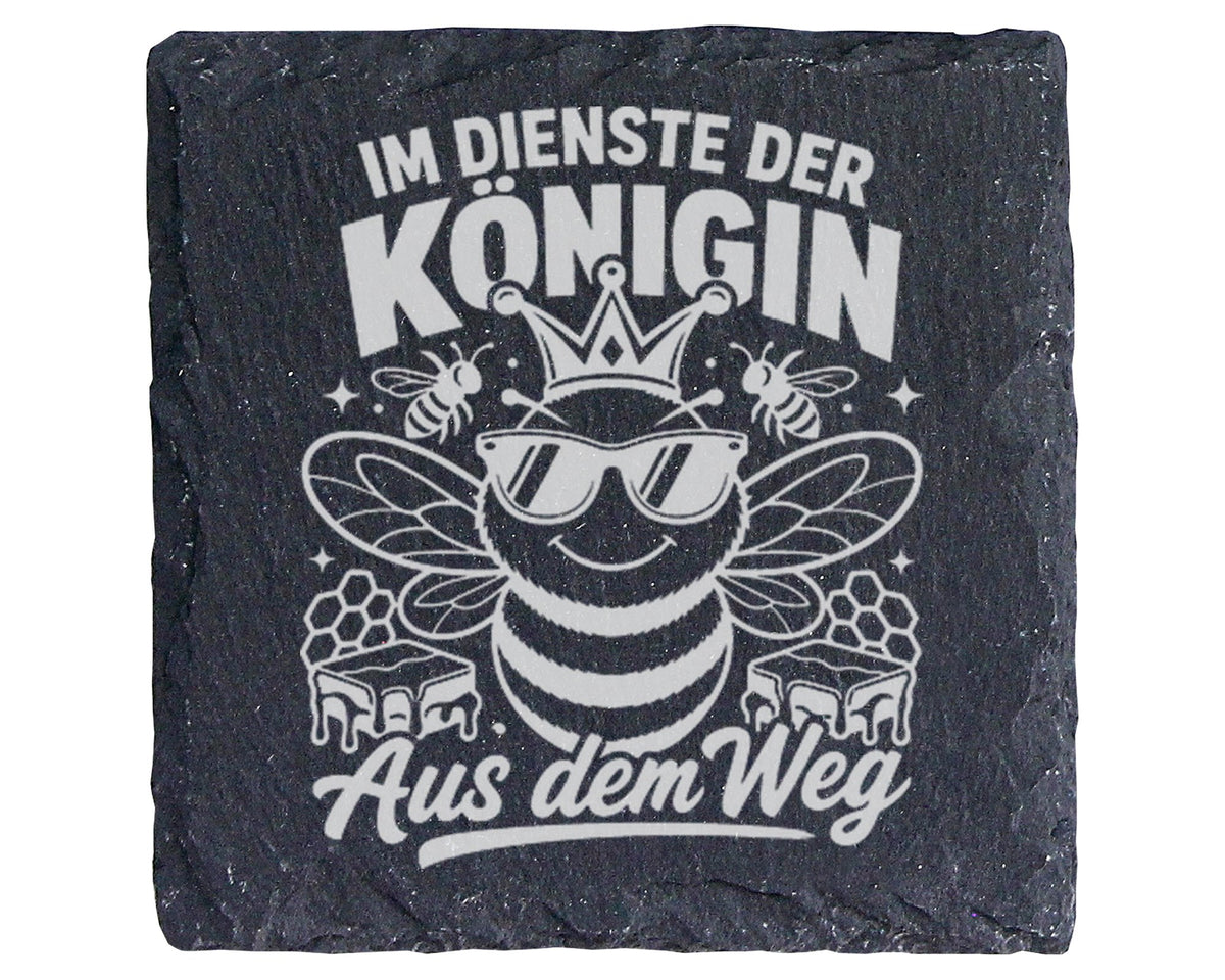 Schiefer Untersetzer Biene Königin Aus Dem Weg Spruch - Geschenk für I – Bild 1
