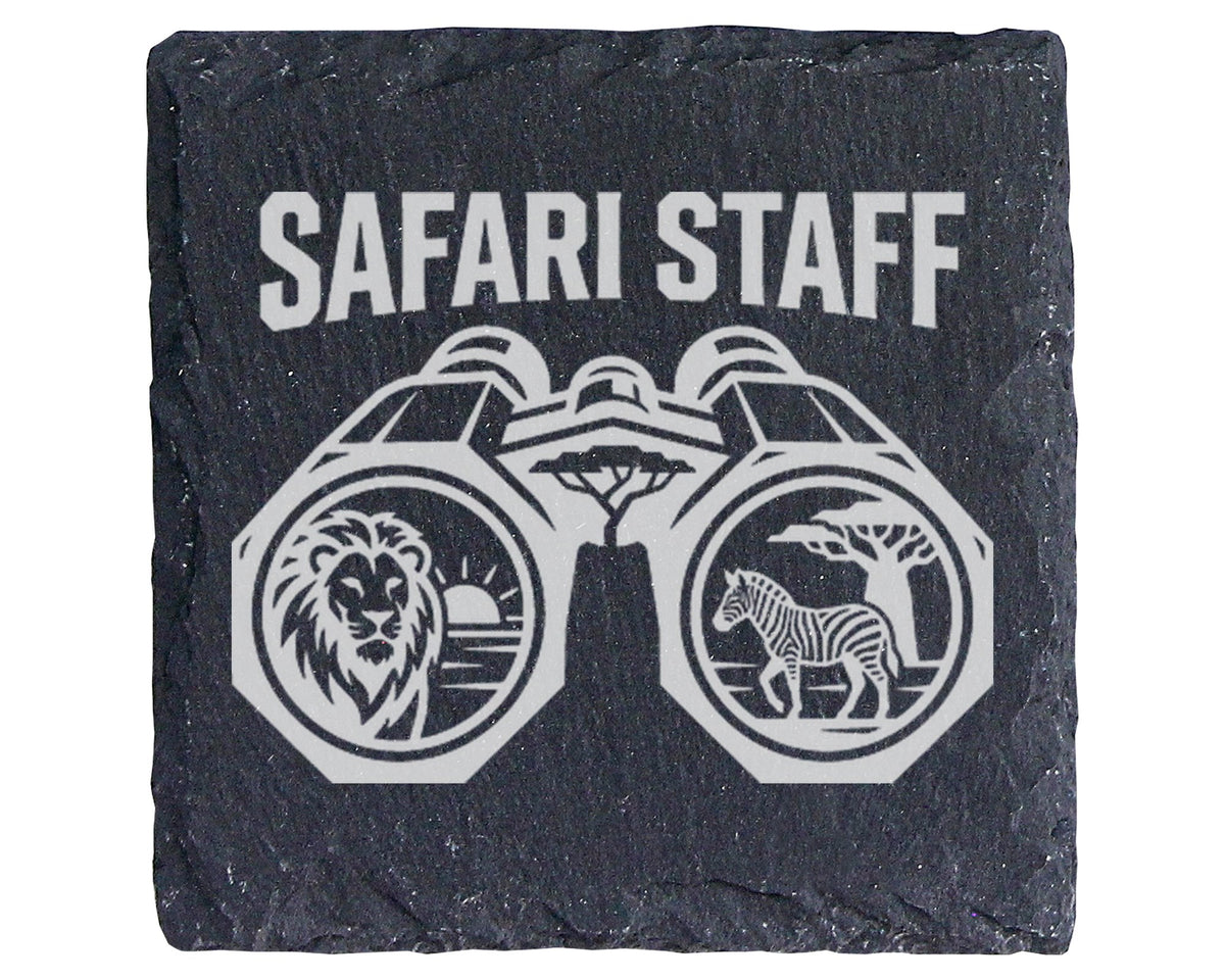 Schiefer Untersetzer Safari Staff Fernglas - Geschenk für Tierpfleger  – Bild 1