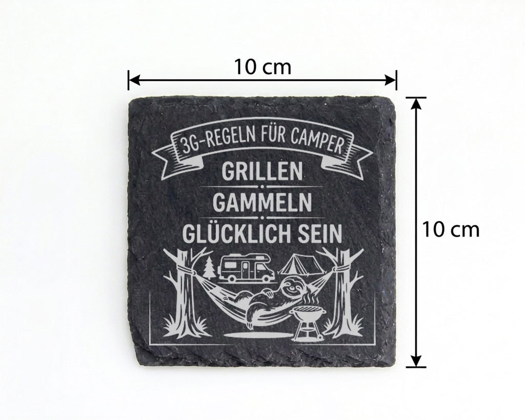 Schiefertafel Untersetzer Camping Geschenk 3G Regeln Camper lustige De – Bild 4