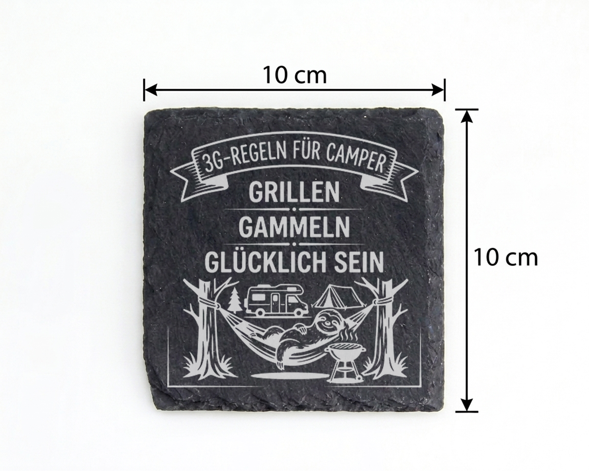 Schiefertafel Untersetzer Camping Geschenk 3G Regeln Camper lustige De – Bild 4