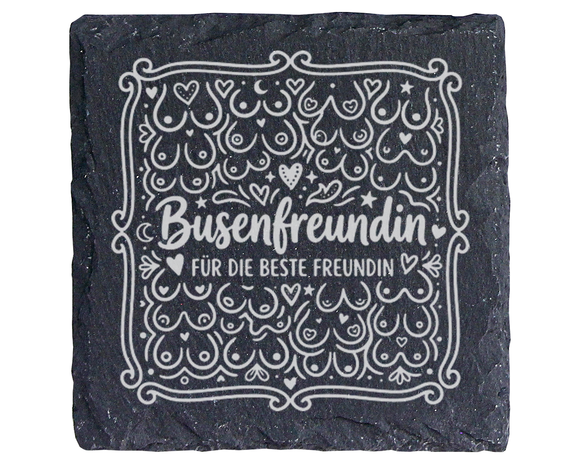 Schiefertafel Untersetzer Busenfreundin für die beste Freundin, lustig – Bild 1