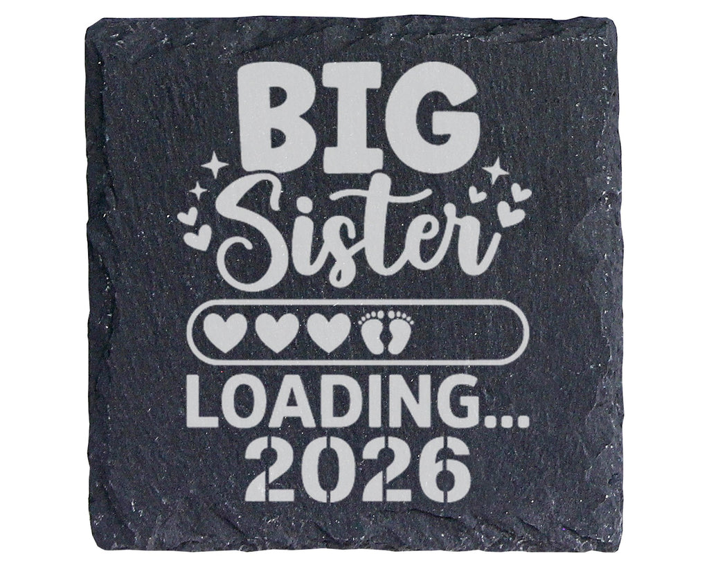 Schiefer Untersetzer Große Schwester Loading Personalisiert - Geschenk – Bild 1