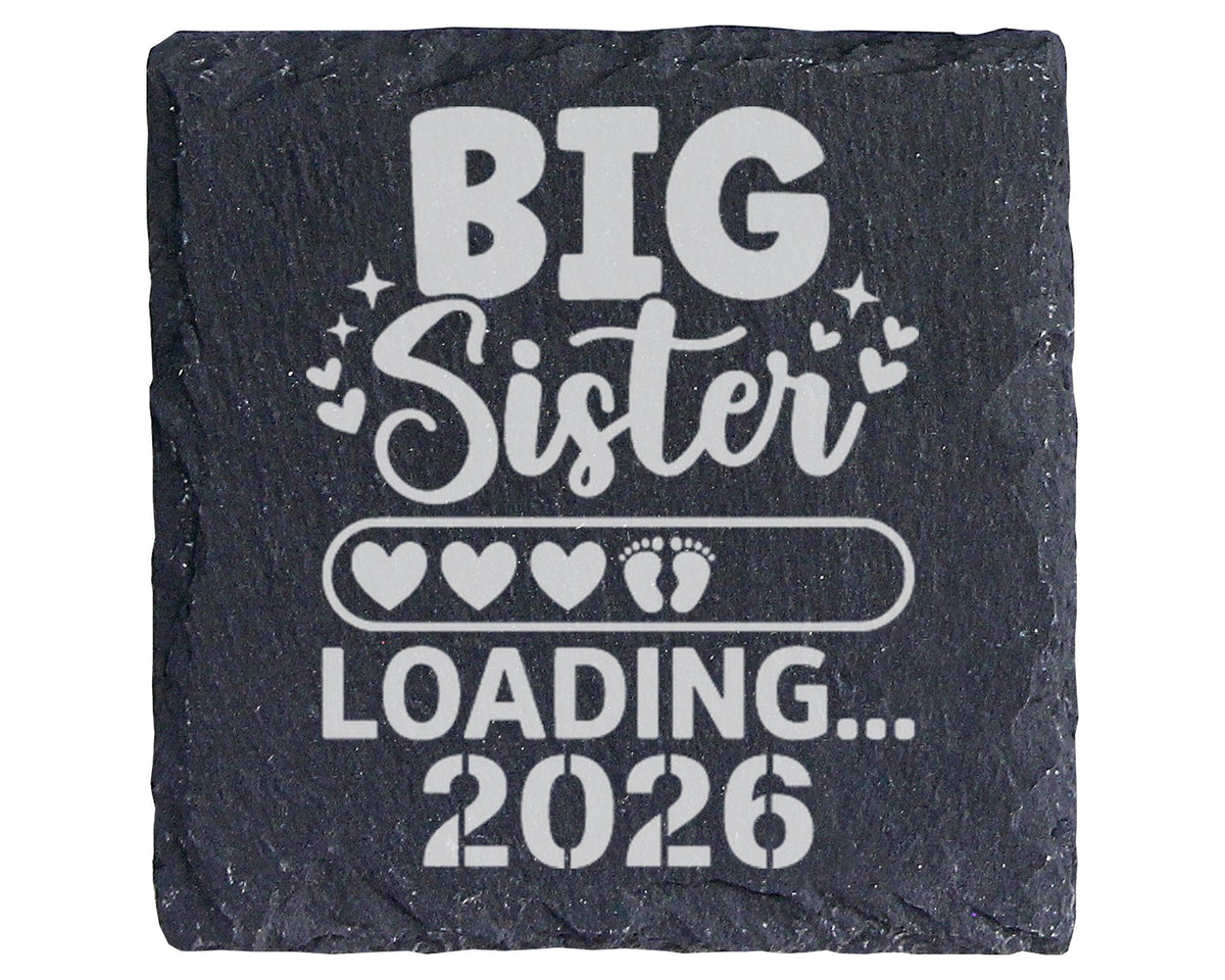 Schiefer Untersetzer Große Schwester Loading Personalisiert - Geschenk – Bild 1