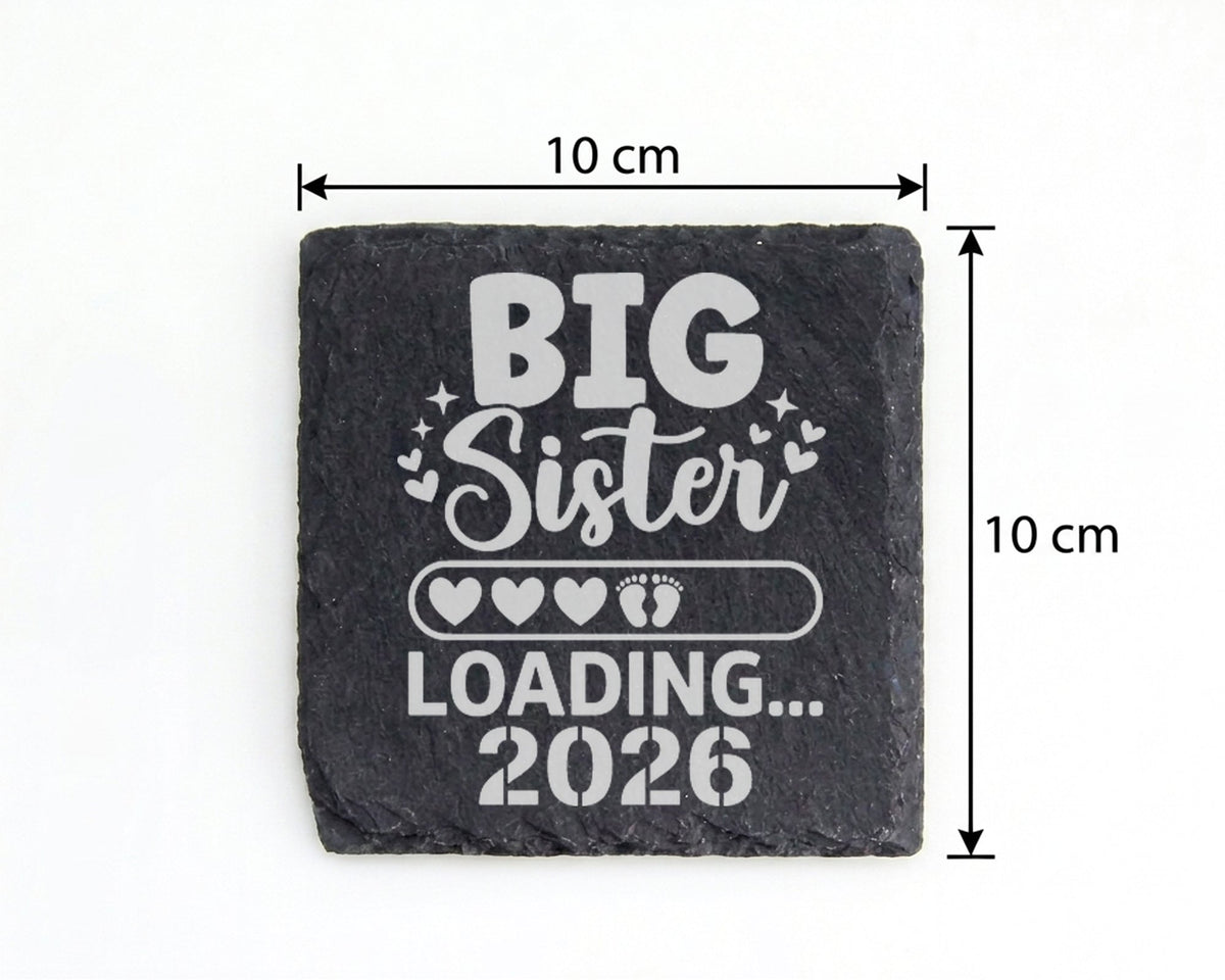 Schiefer Untersetzer Große Schwester Loading Personalisiert - Geschenk – Bild 4