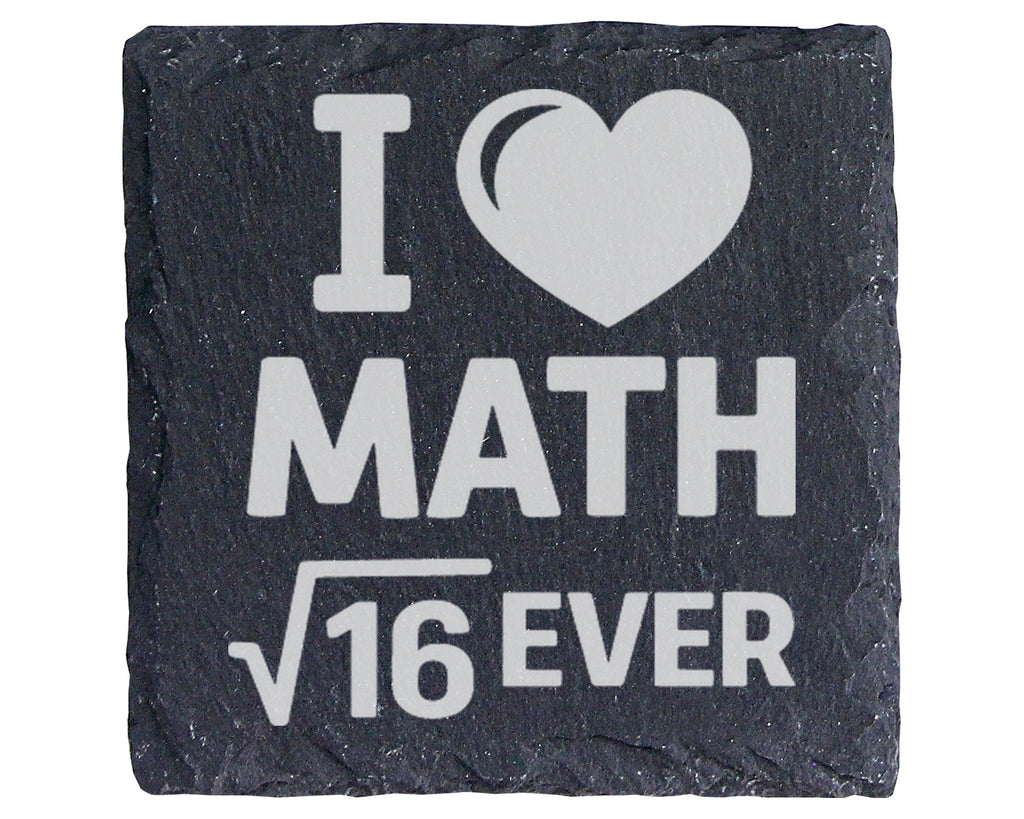 Schiefer Untersetzer I Love Math Forever Wurzel 16 Witz - Geschenk für – Bild 1
